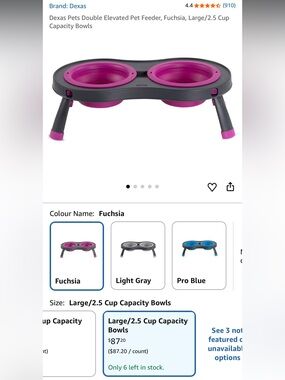 Dexas Double Elevated Pet Feeder – BNWT – Fuchsia Pink 🩷🐾 Large Size Travel